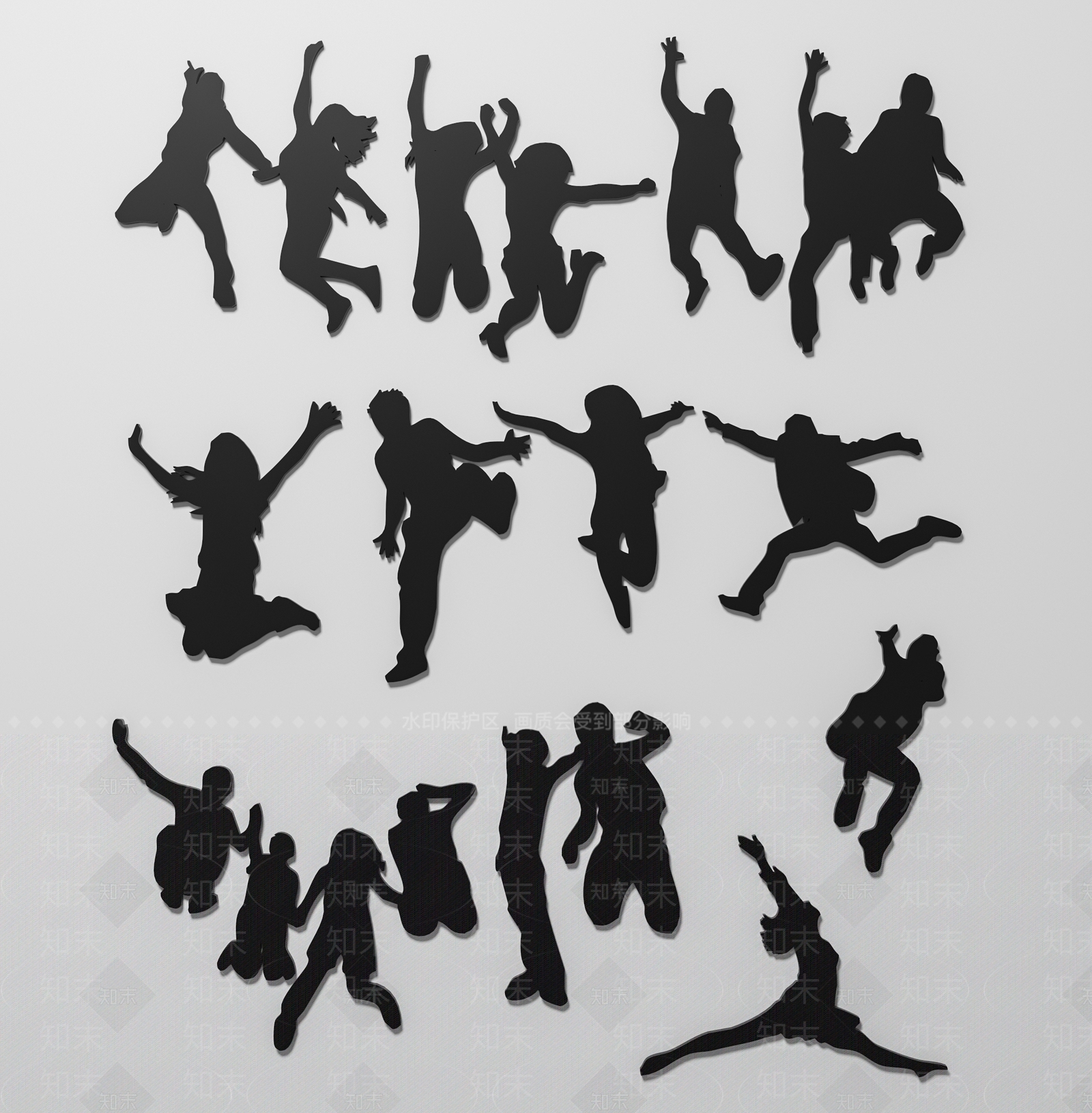 现代人物跳跃剪影SU模型下载【ID:1159030624】