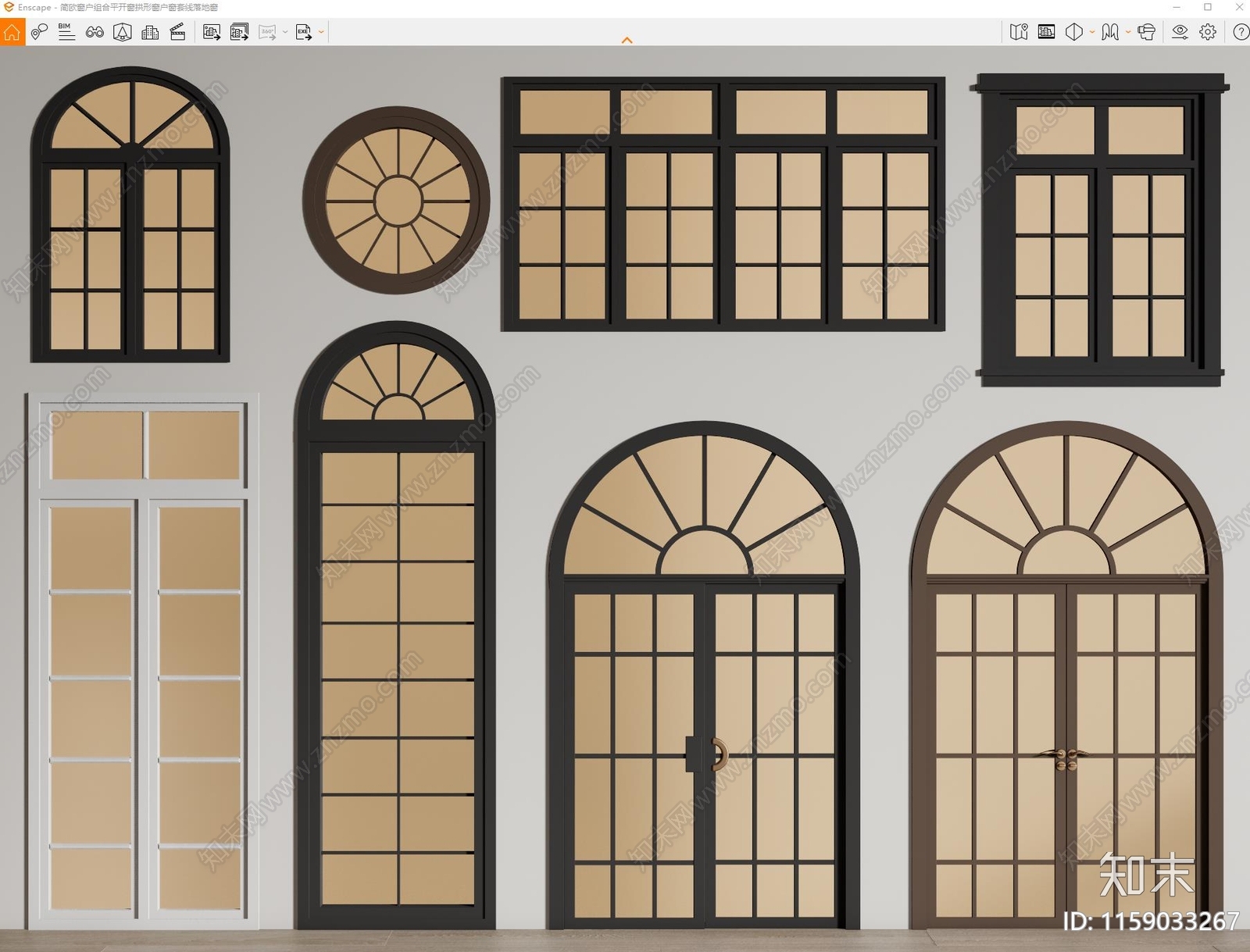 法式窗户组合SU模型下载【ID:1159033267】
