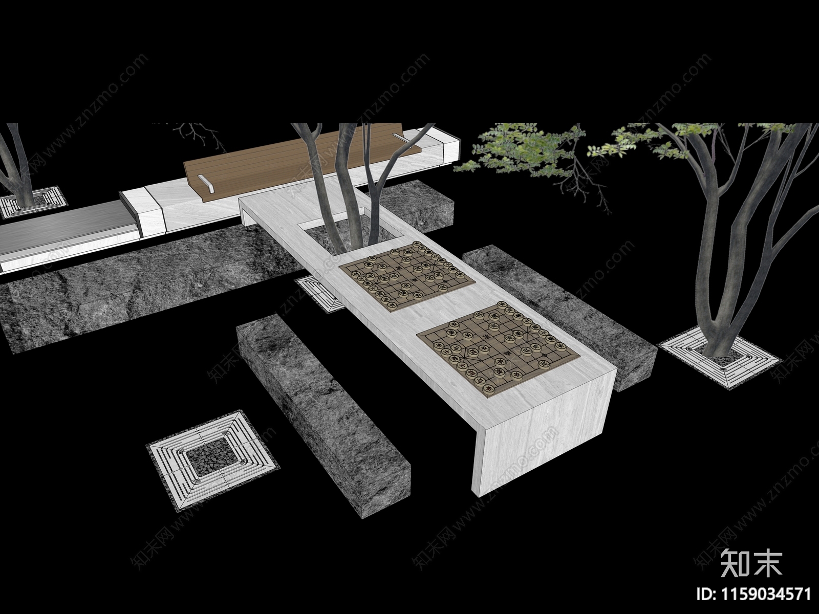 现代广场景观座椅SU模型下载【ID:1159034571】