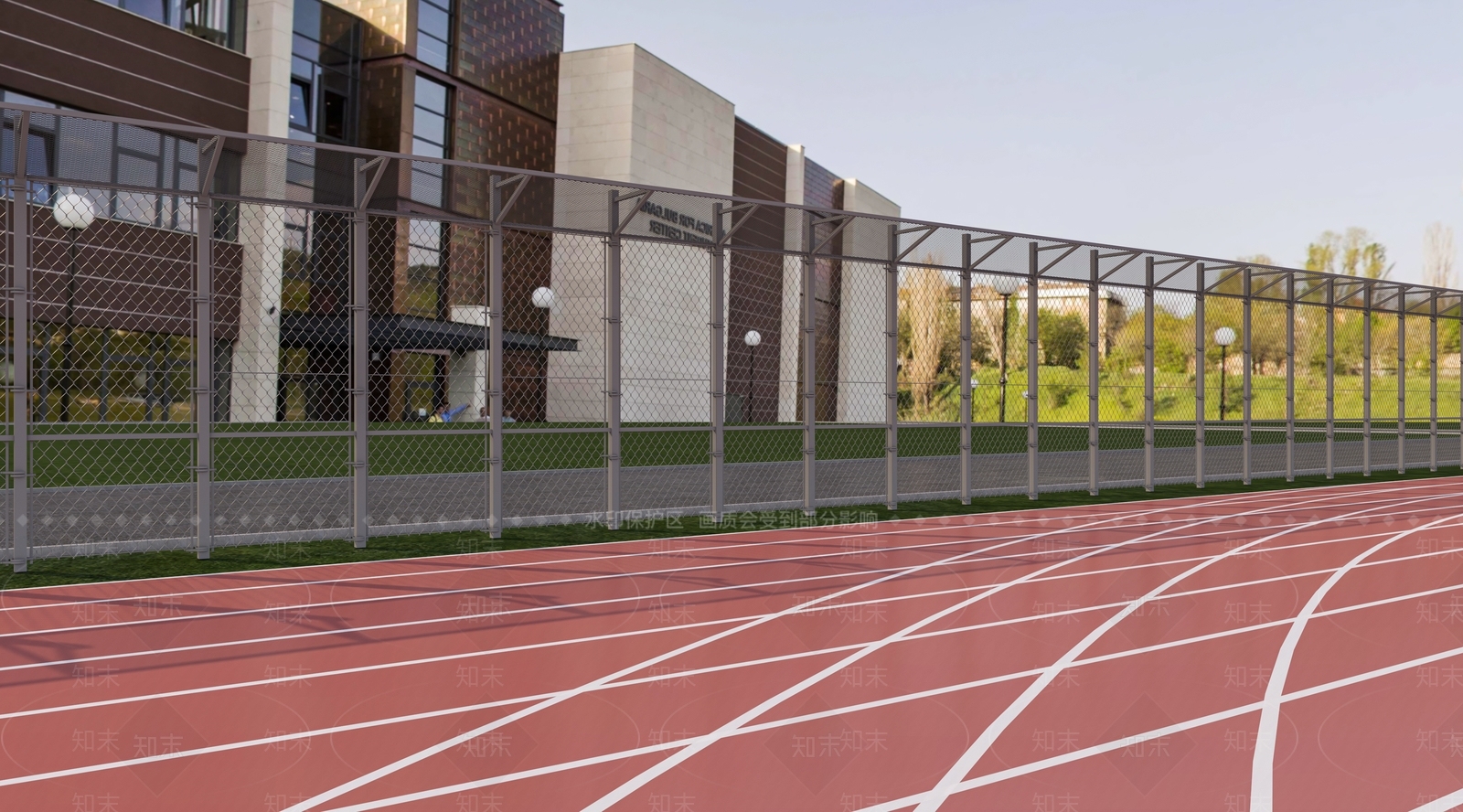 现代室外操场围挡栅栏网3D模型下载【ID:1159034090】