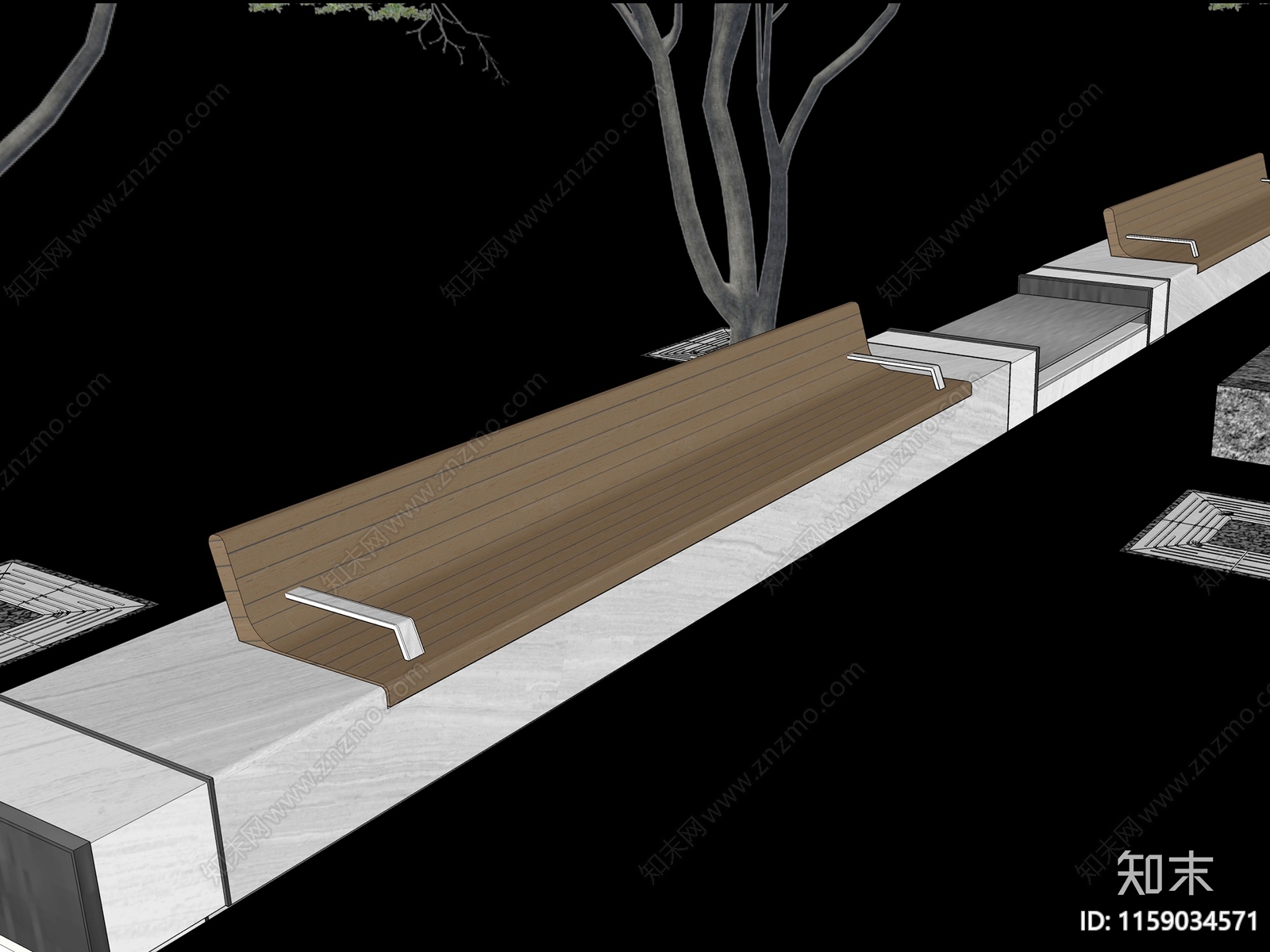 现代广场景观座椅SU模型下载【ID:1159034571】