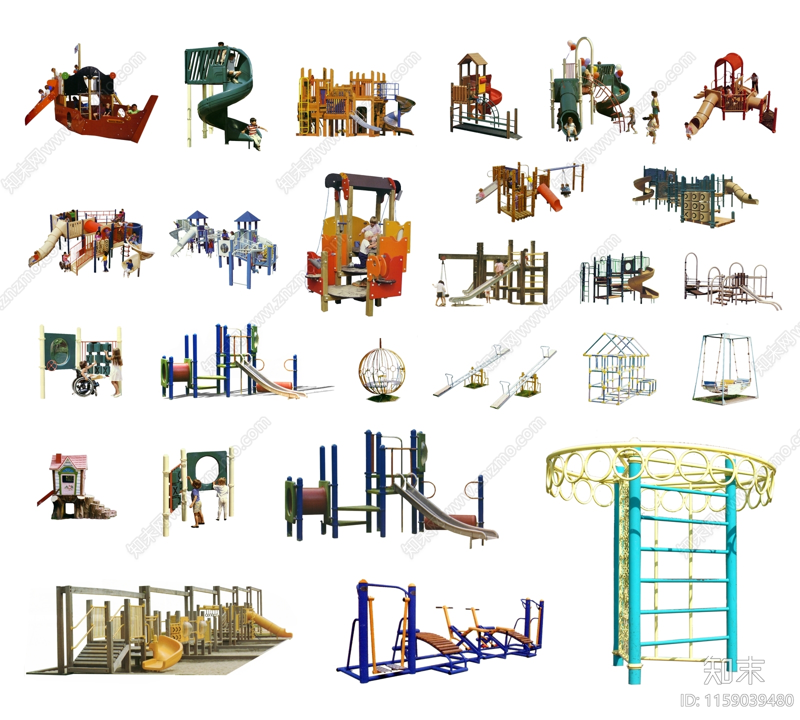 psd免抠分层儿童游乐器材滑滑梯娱乐设施游乐场体育运动健身设备游乐园下载【ID:1159039480】