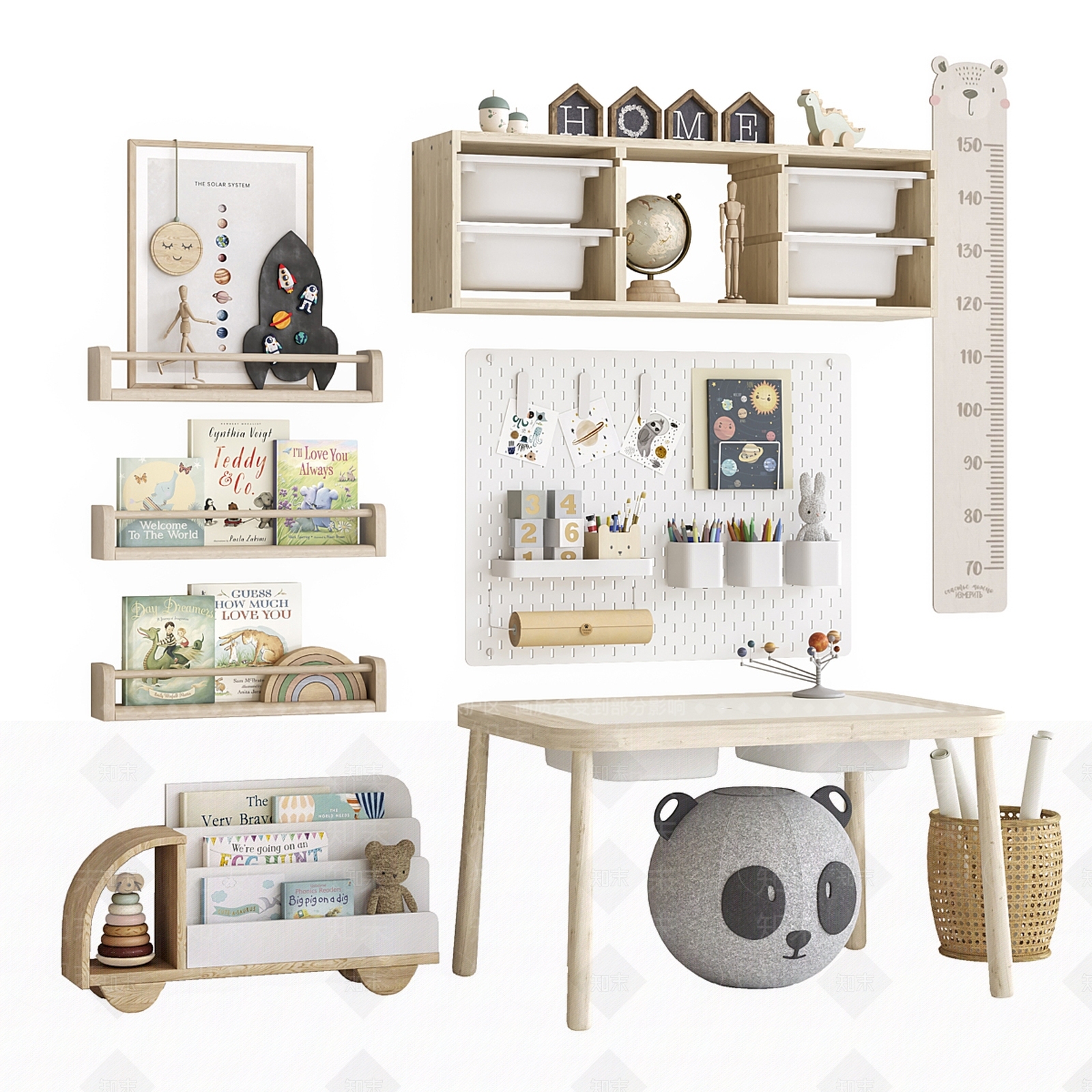 北欧儿童房装饰架3D模型下载【ID:1159040153】