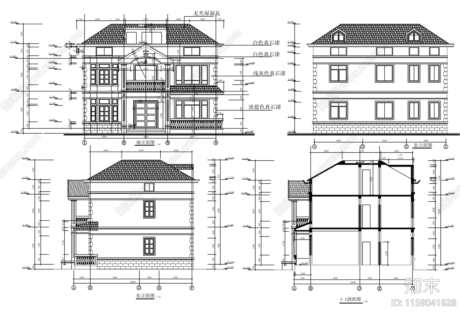 9套自建房建筑设计cad施工图下载【ID:1159041628】