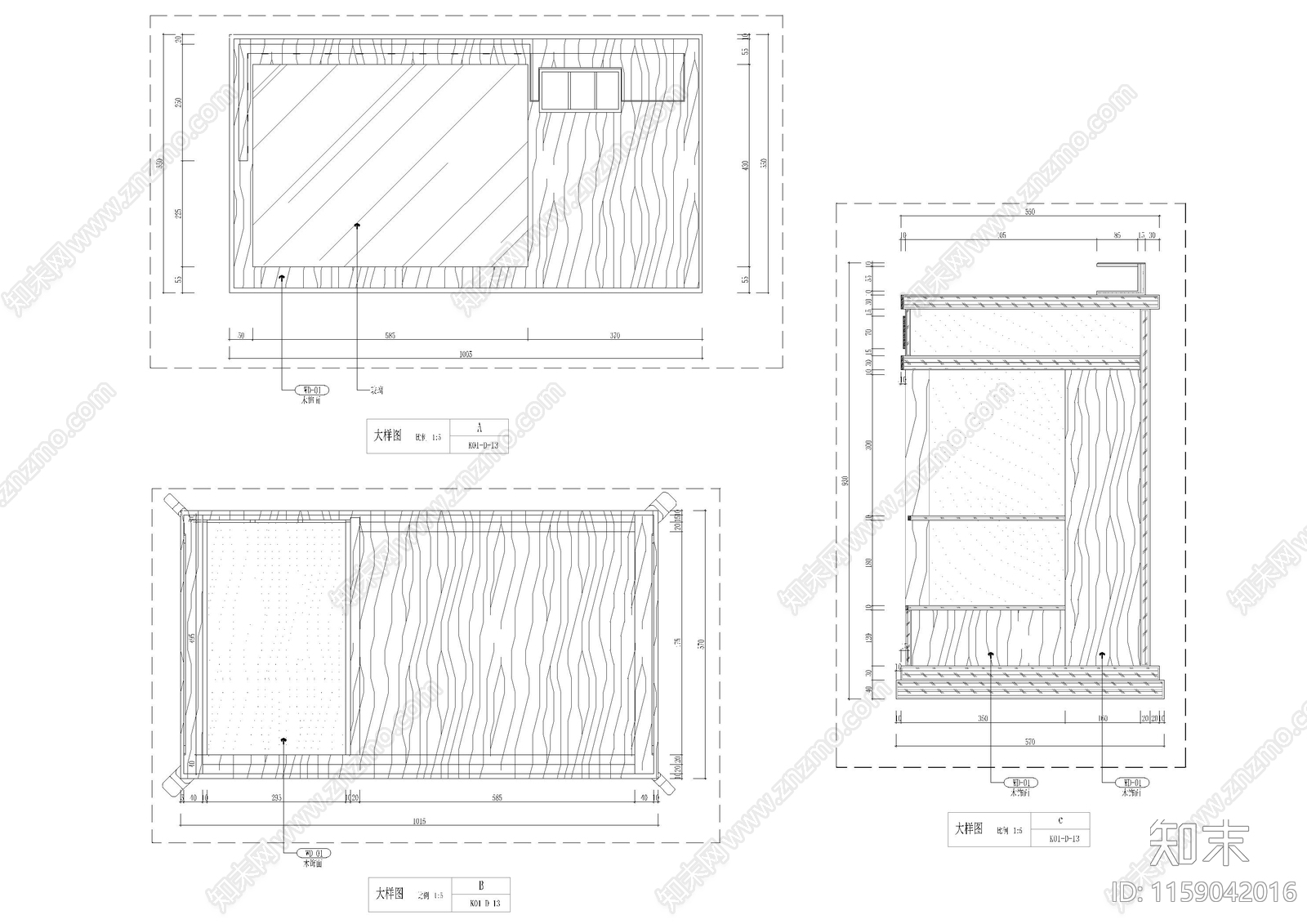 中式矮柜造型大样图cad施工图下载【ID:1159042016】