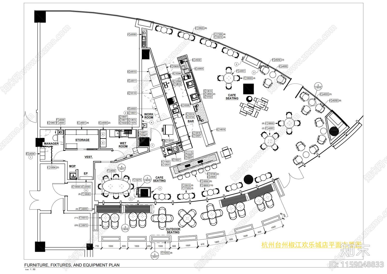 星巴克杭州台州椒江欢乐城店平面布置图施工图下载【ID:1159048833】