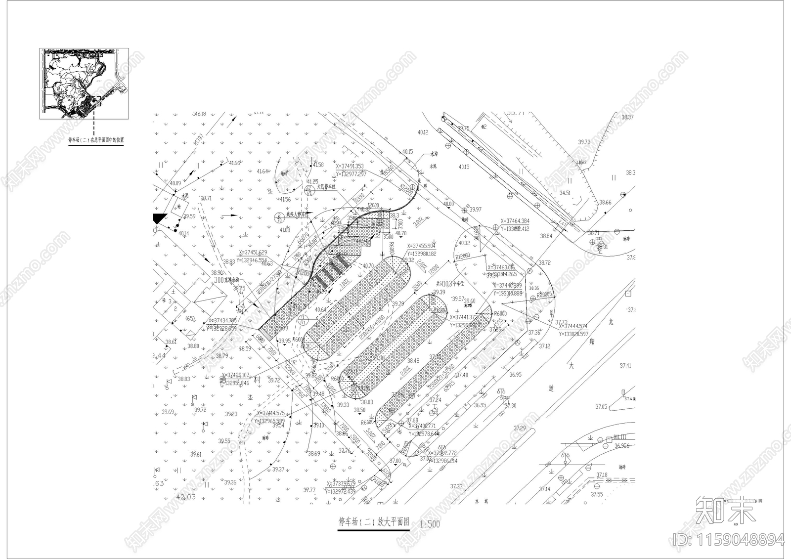 停车场总平图cad施工图下载【ID:1159048894】