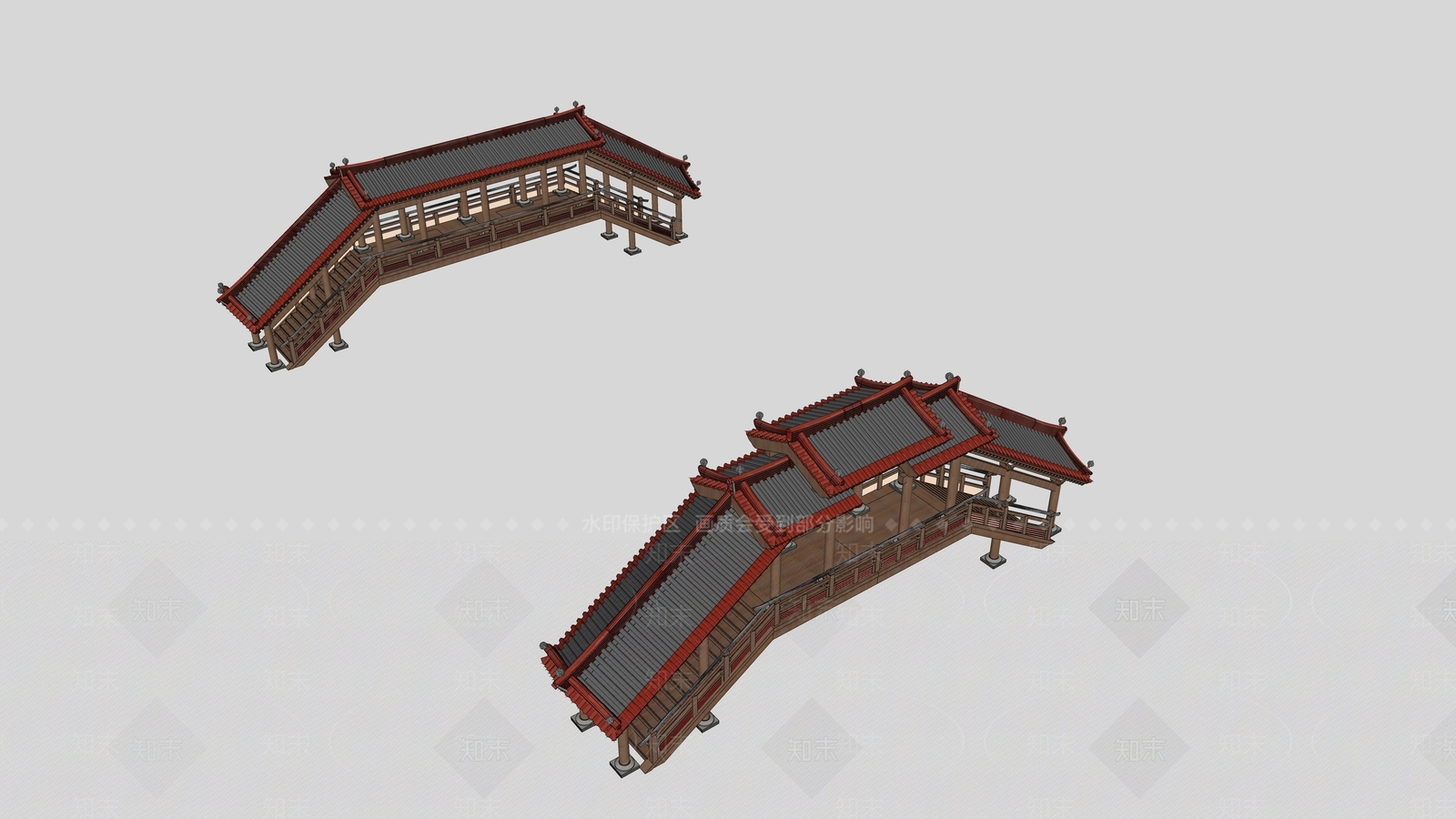中式廊桥SU模型下载【ID:1159050994】