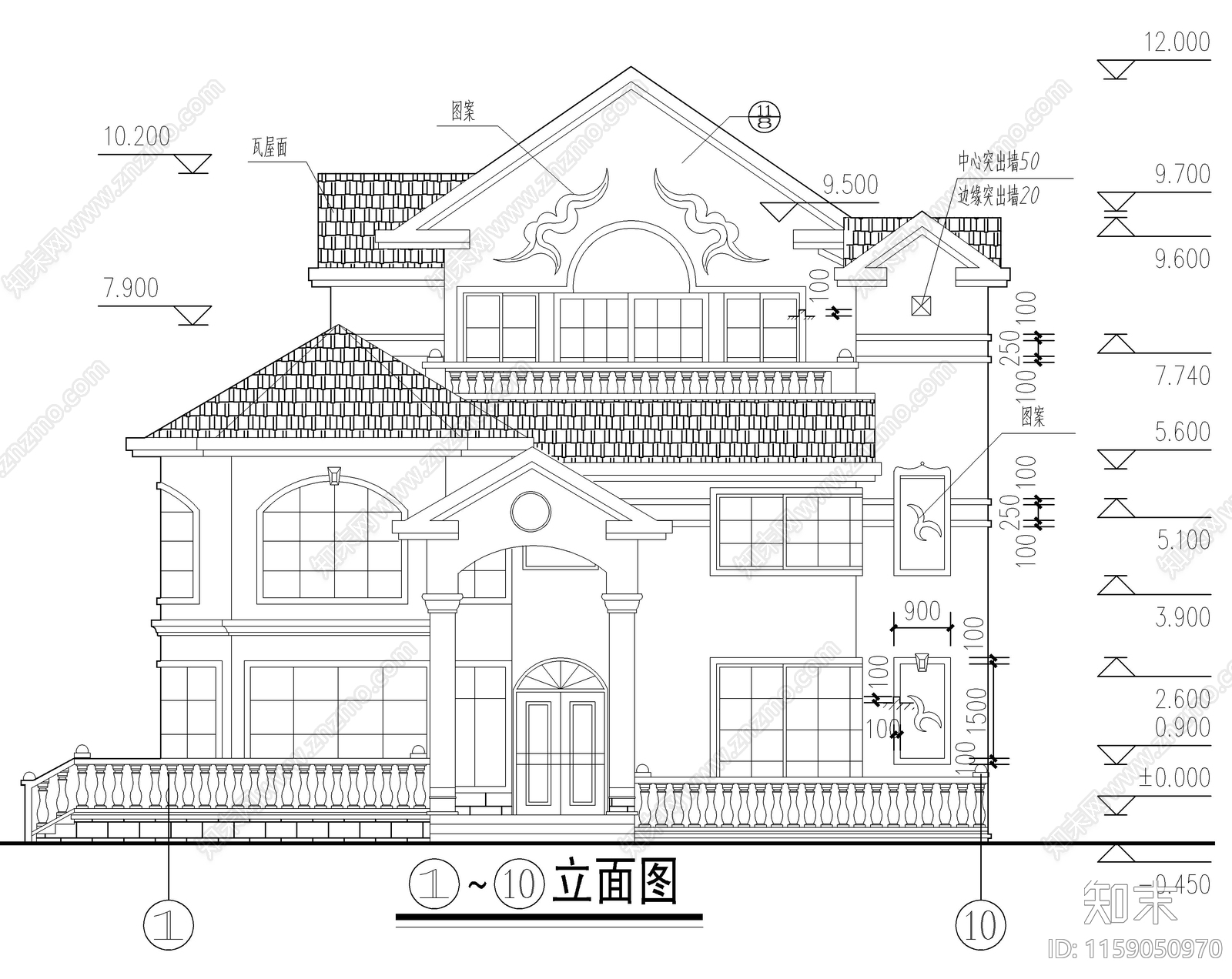 9套自建房建筑设计图cad施工图下载【ID:1159050970】