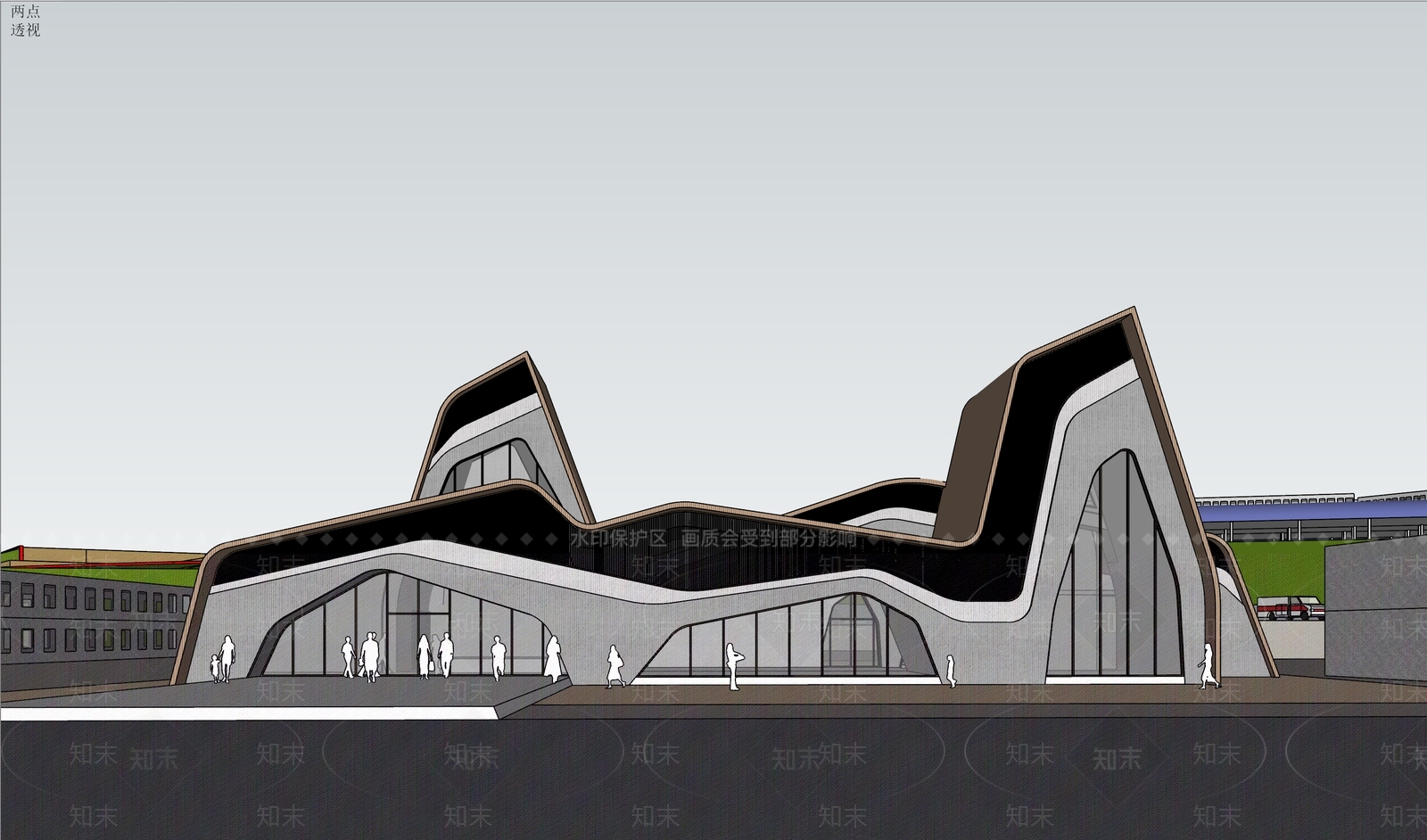 展览馆建筑SU模型精品下载_SketchUp模型_知末网