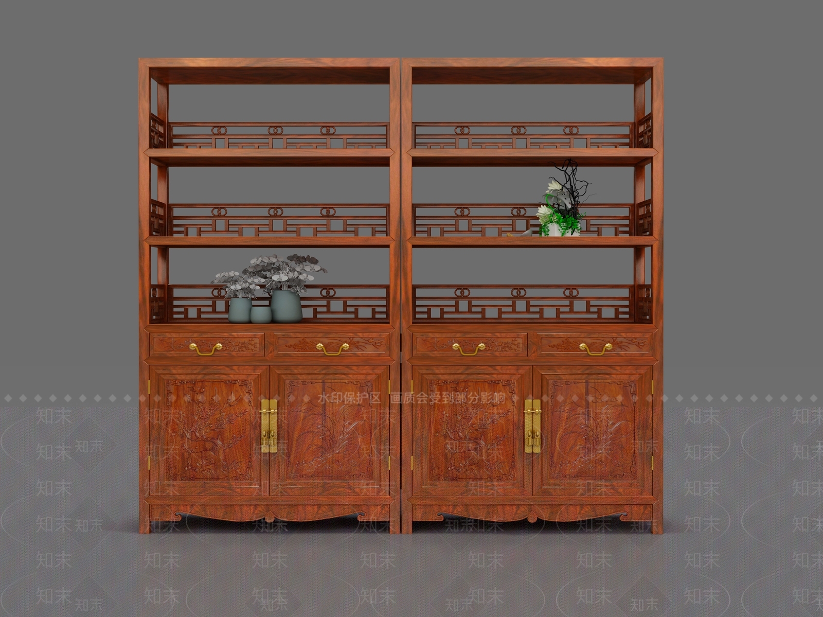 中式书架3D模型下载【ID:1159054299】