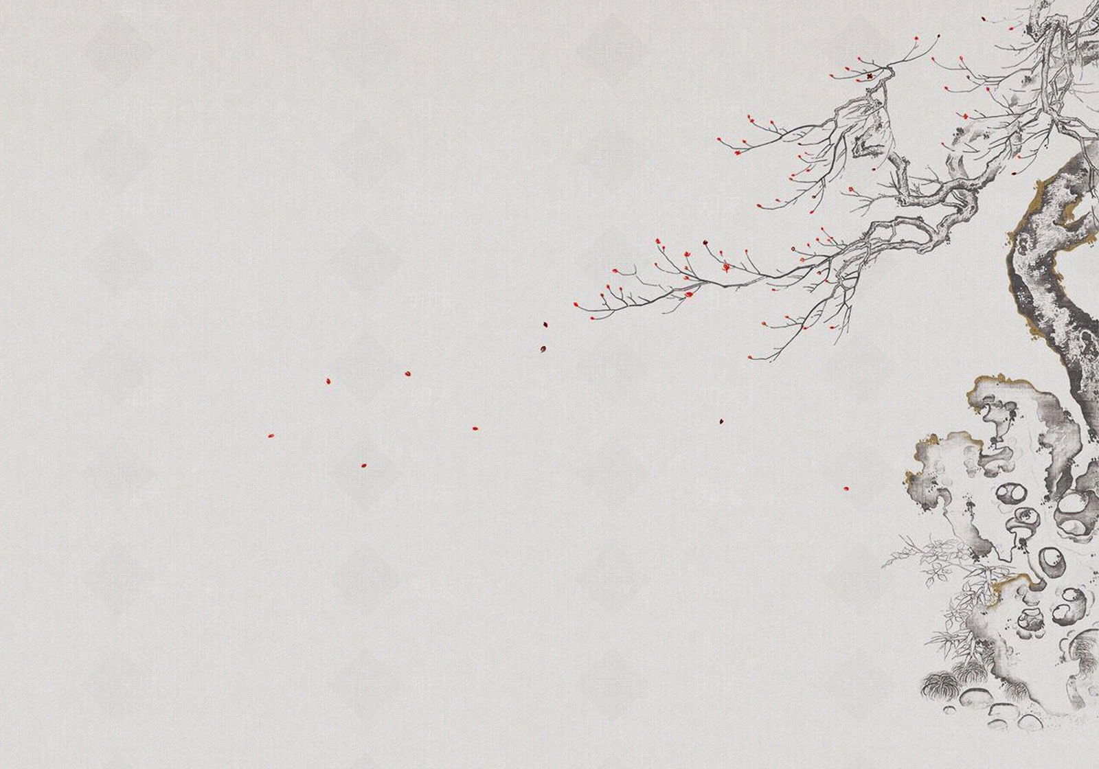 灰色新中式花鸟壁纸贴图下载【ID:1159054143】