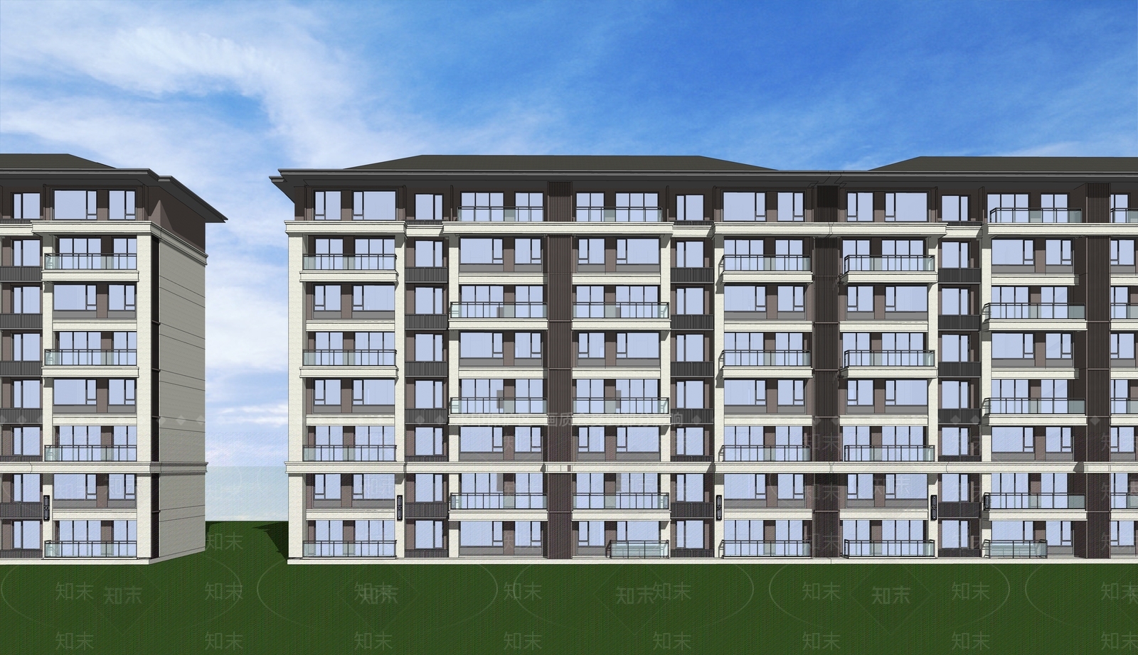 现代多层住宅SU模型下载【ID:1159056933】