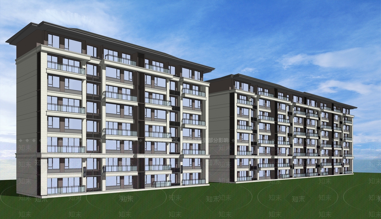 现代多层住宅SU模型下载【ID:1159056933】