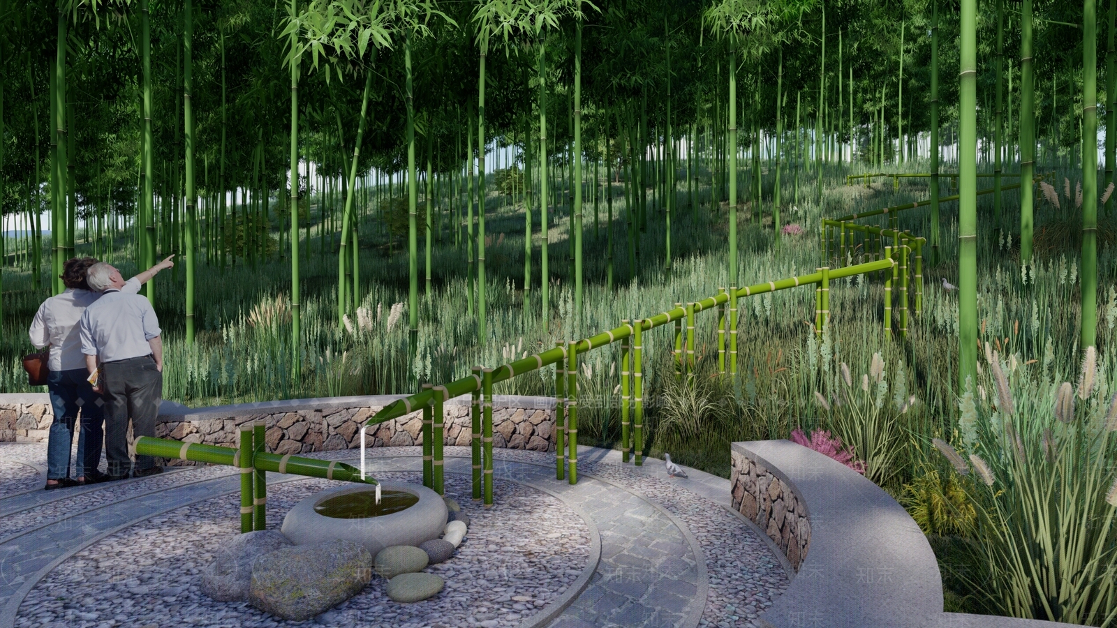 新中式醒竹水景SU模型下载【ID:1159059017】