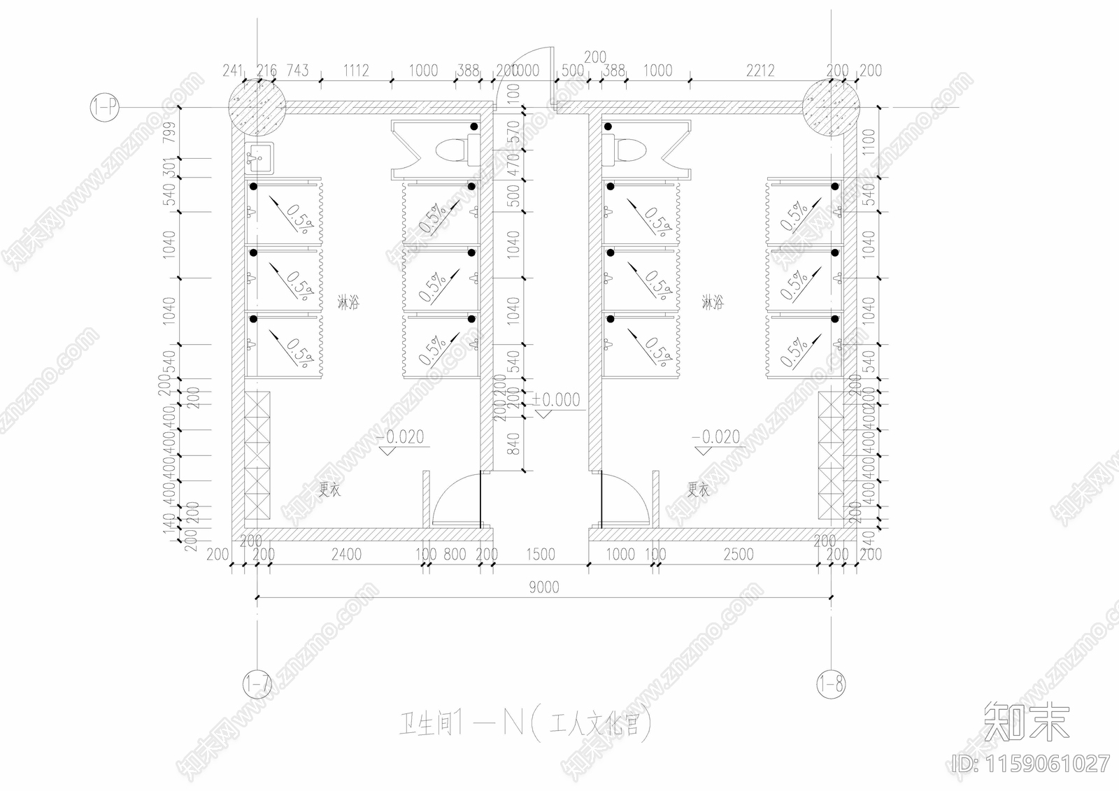 25个卫生间及沐浴间建筑平面布置图cad施工图下载【ID:1159061027】