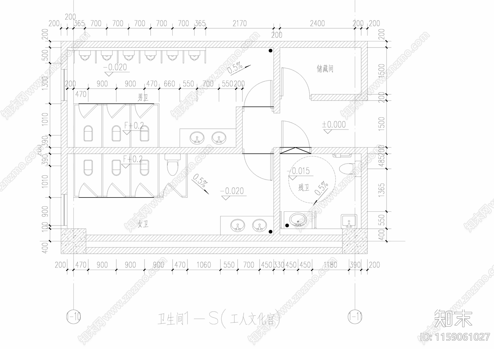 25个卫生间及沐浴间建筑平面布置图cad施工图下载【ID:1159061027】