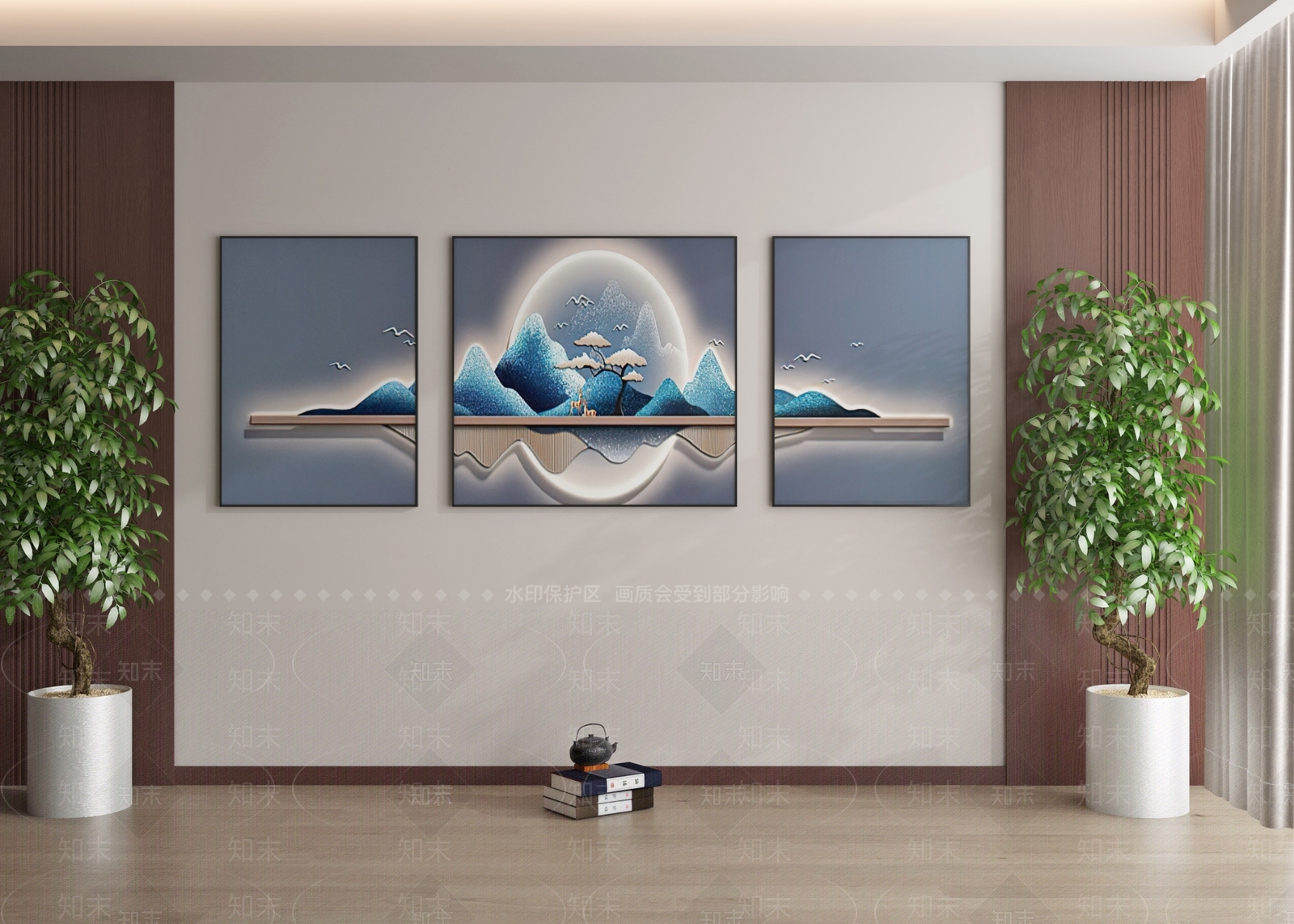 新中式客厅装饰画3D模型下载【ID:1159061045】