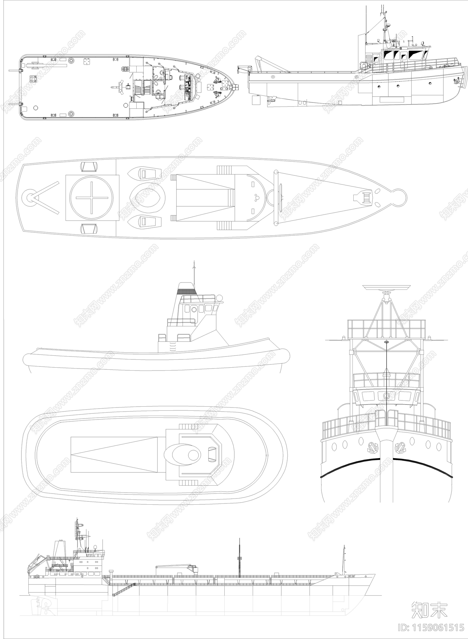 多种船只图库cad施工图下载【ID:1159061515】