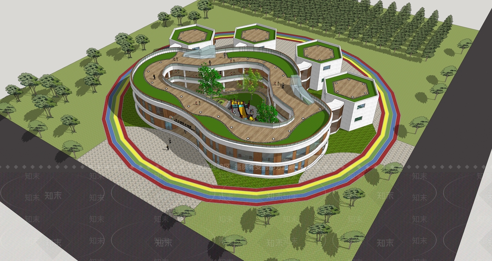 现代风格幼儿园SU模型下载【ID:1159064647】