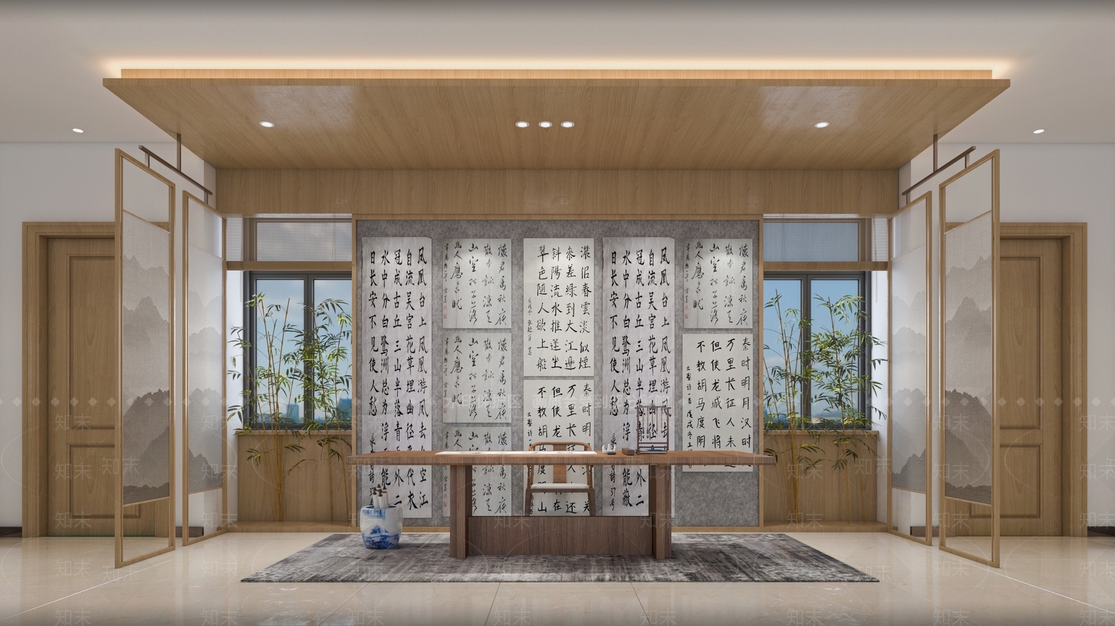 新中式工会活动室3D模型下载【ID:1159065879】