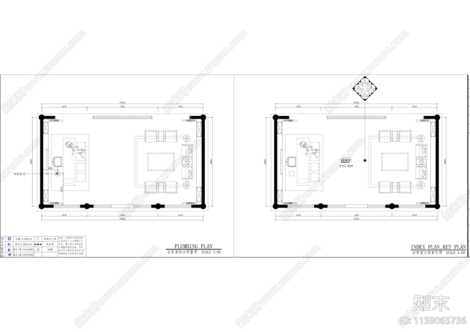 中式茶室cad施工图下载【ID:1159065736】