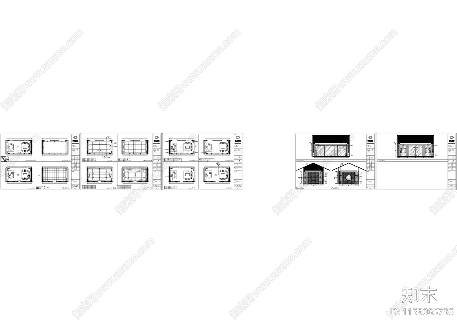中式茶室cad施工图下载【ID:1159065736】