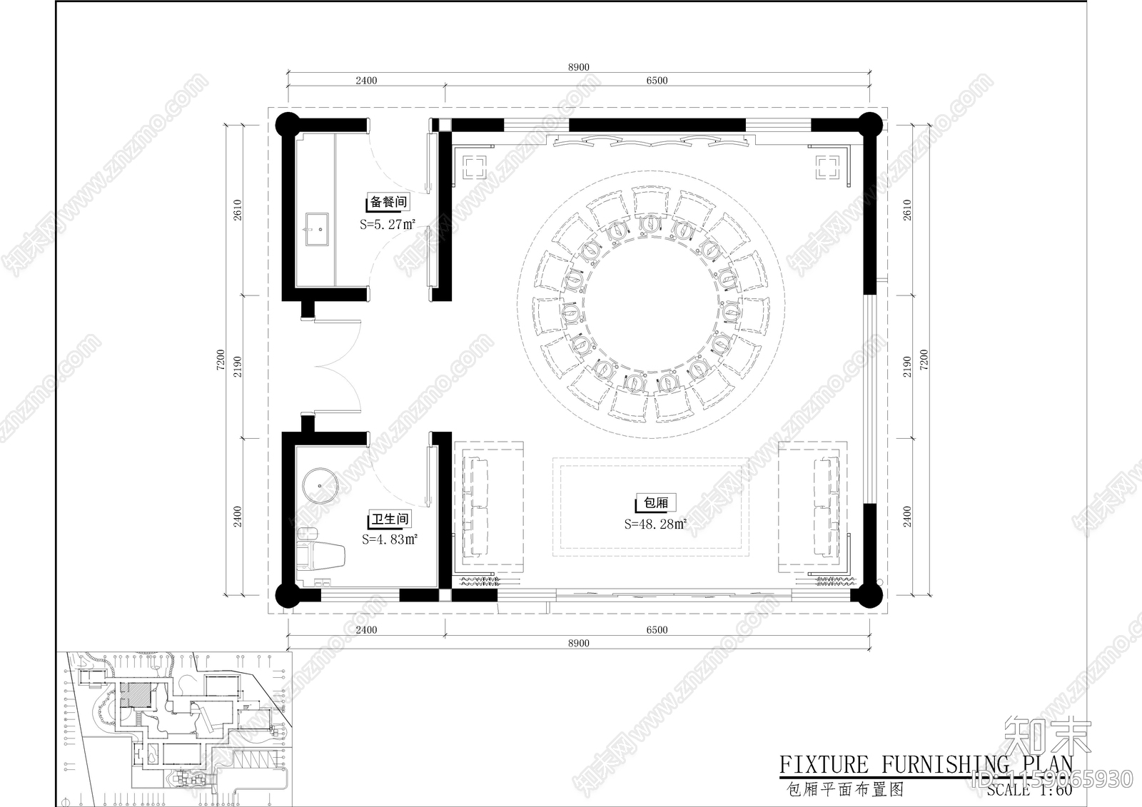 中式风包厢cad施工图下载【ID:1159065930】