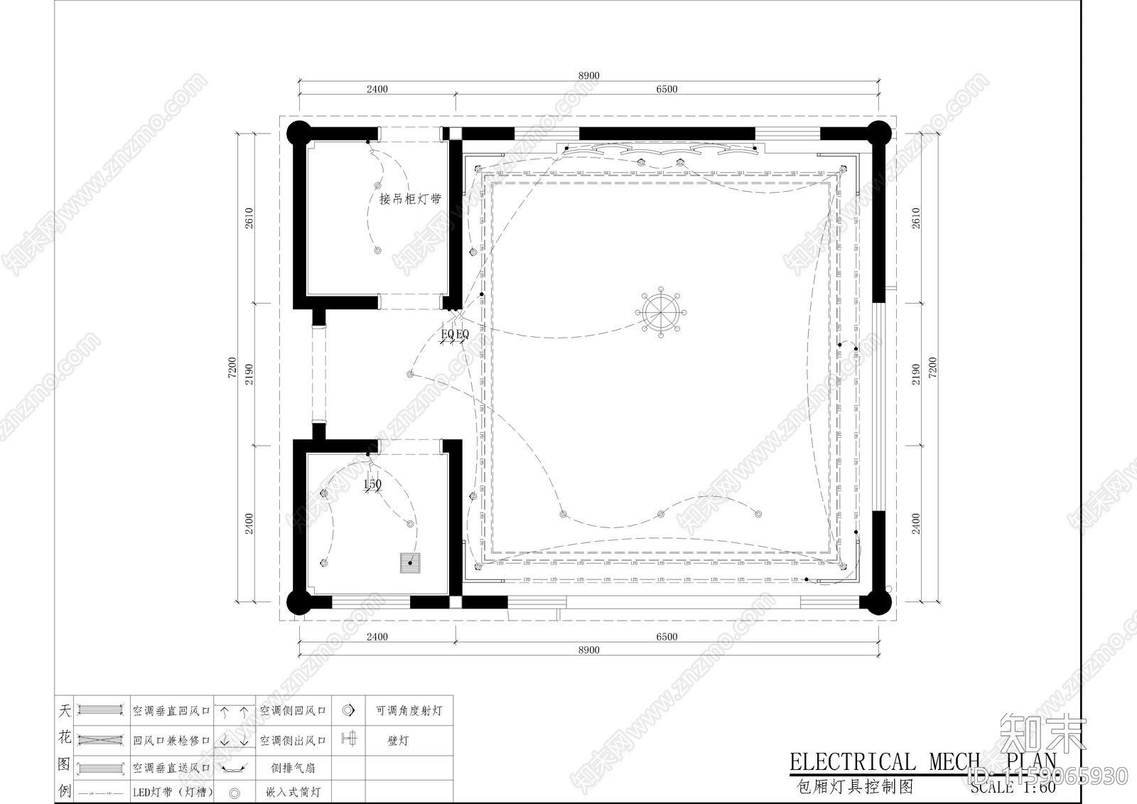 中式风包厢cad施工图下载【ID:1159065930】