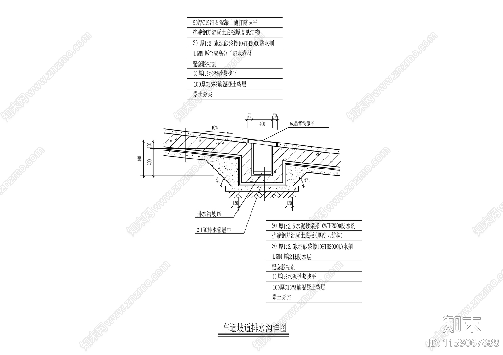 车道坡道排水沟详图施工图下载【ID:1159067888】