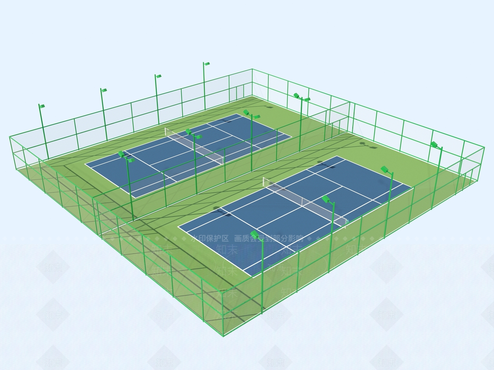现代户外网球场3D模型下载【ID:1159069935】
