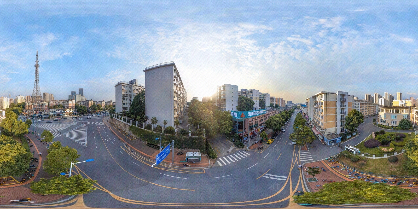 HDR城市小区社区广场全景贴图下载【ID:1159071429】