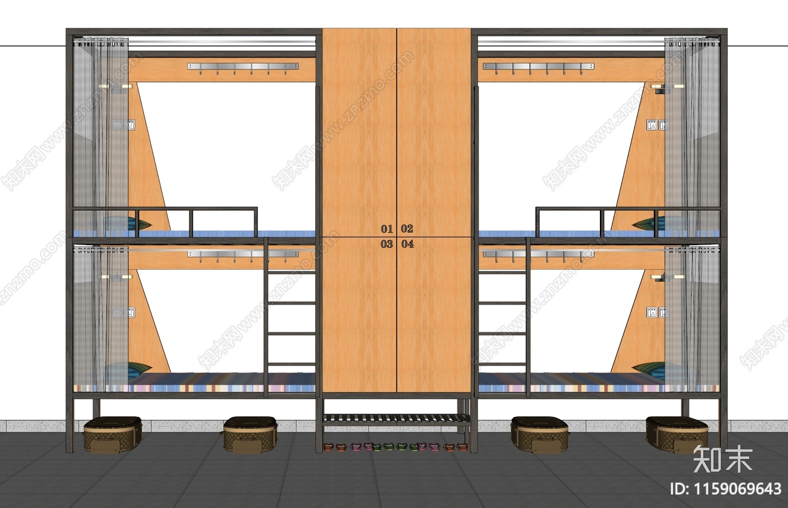 现代学生宿舍实用上下床SU模型下载【ID:1159069643】