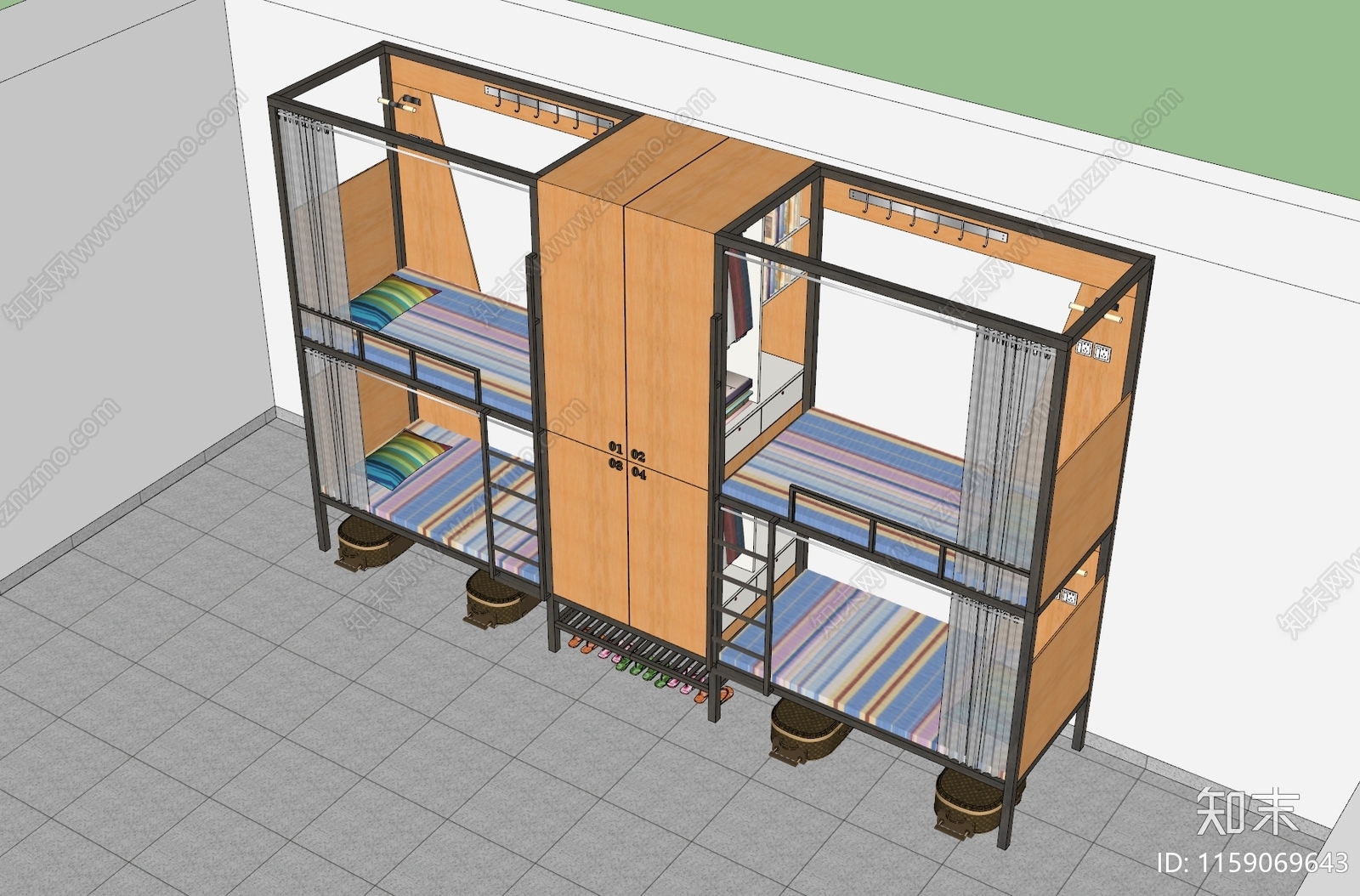 现代学生宿舍实用上下床SU模型下载【ID:1159069643】