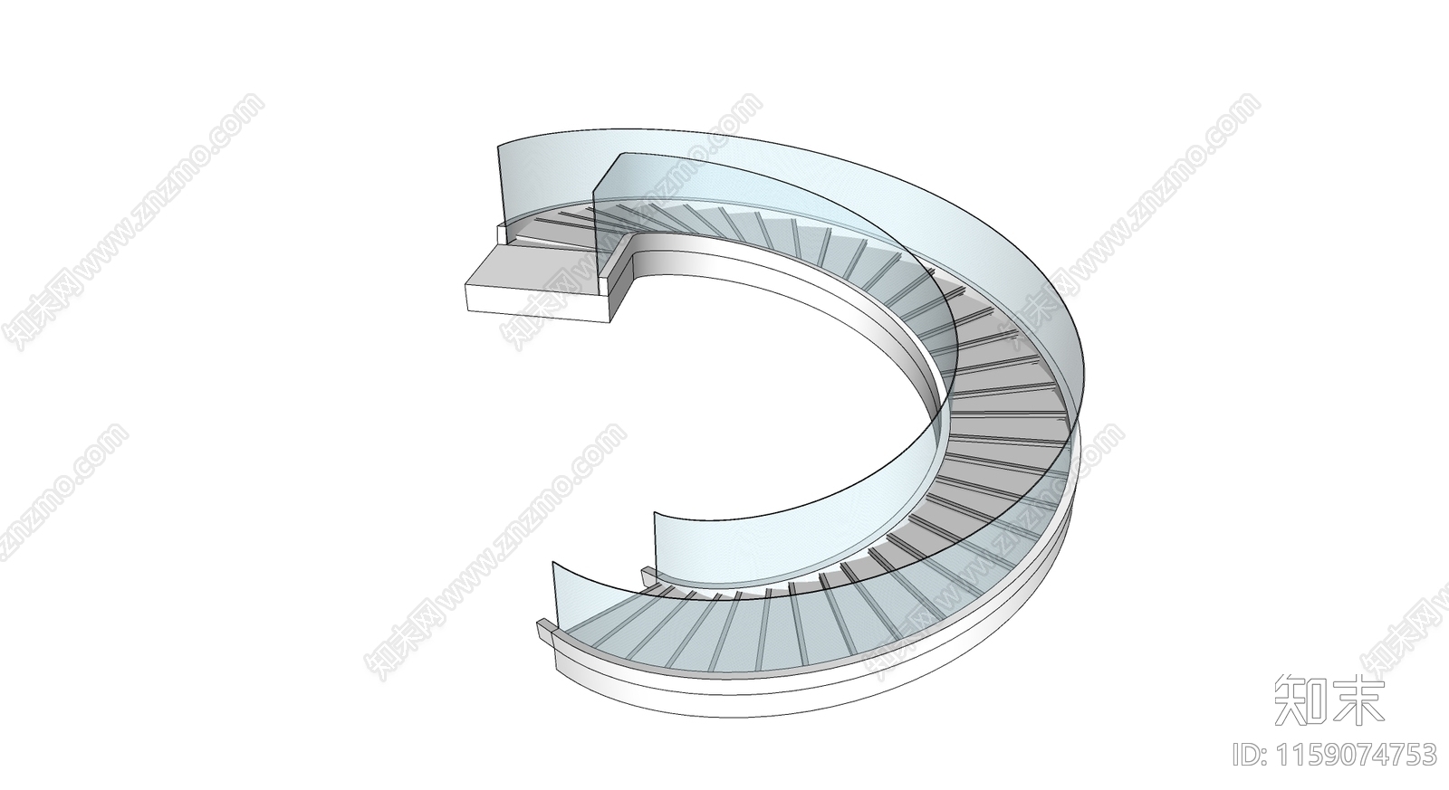 现代旋转楼梯SU模型下载【ID:1159074753】