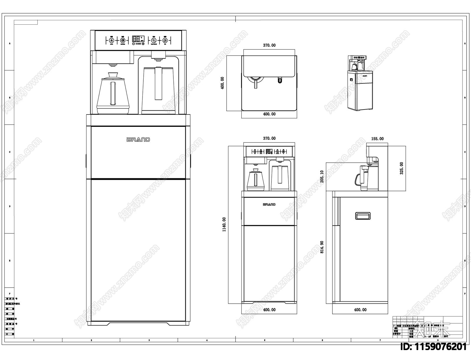 茶吧机线稿图设计cad施工图下载【ID:1159076201】