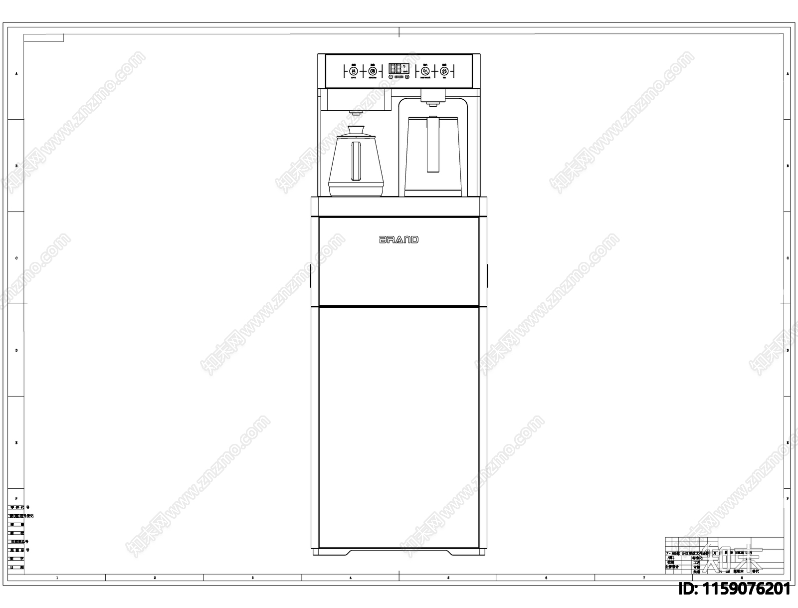 茶吧机线稿图设计cad施工图下载【ID:1159076201】
