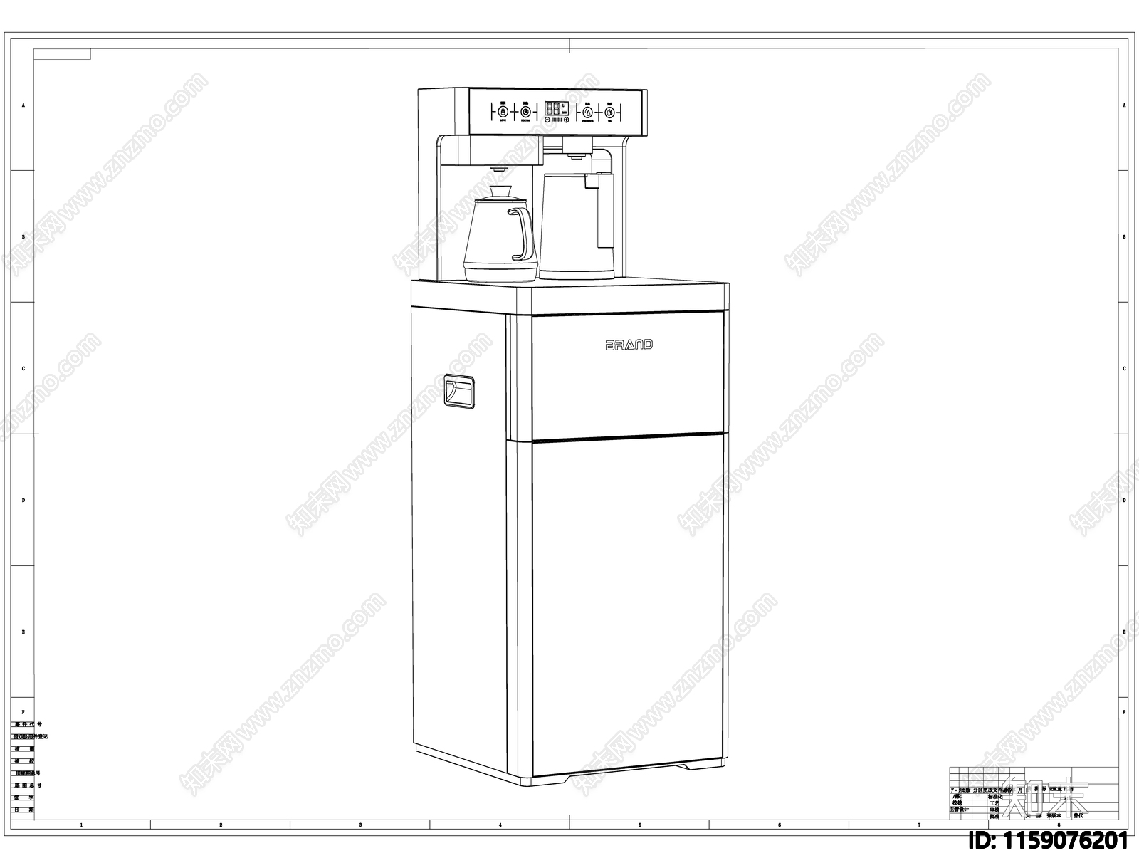 茶吧机线稿图设计cad施工图下载【ID:1159076201】