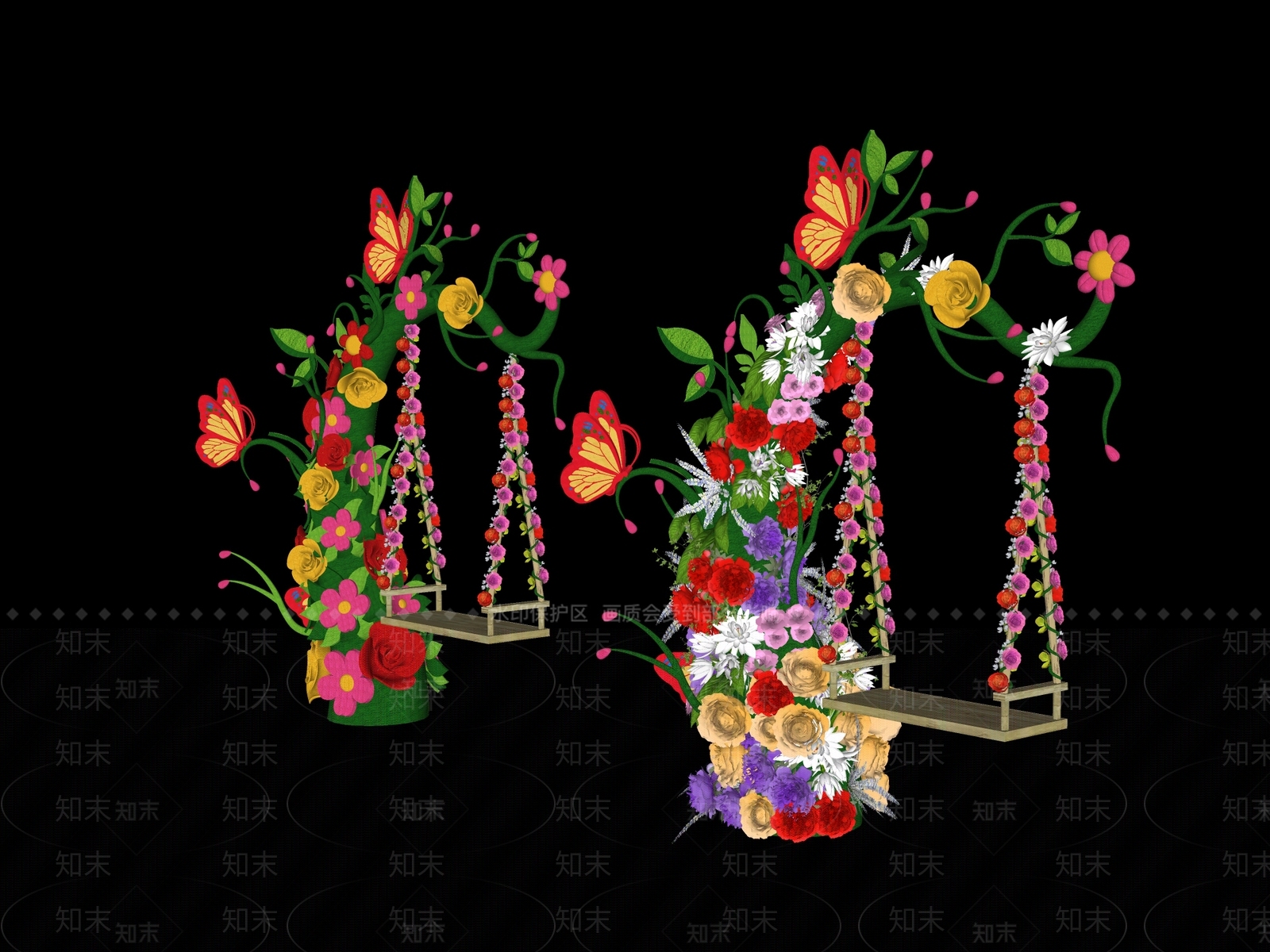 现代藤蔓花卉秋千SU模型下载【ID:1159076325】