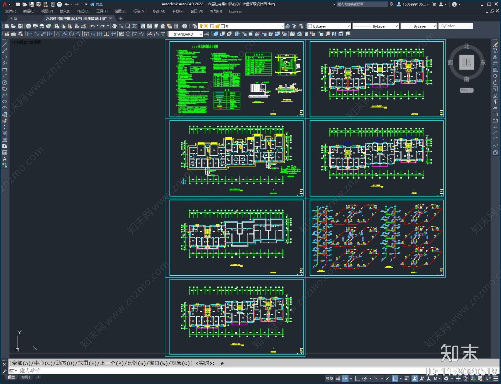 六层住宅集中供热分户计量采暖设计图施工图下载【ID:1159080518】