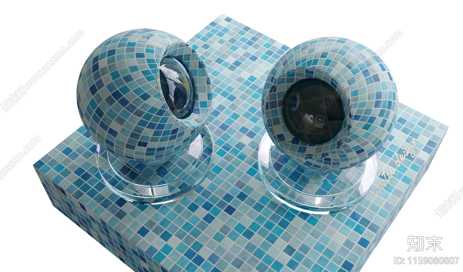 蓝色泳池马赛克瓷砖贴图下载【ID:1159080807】