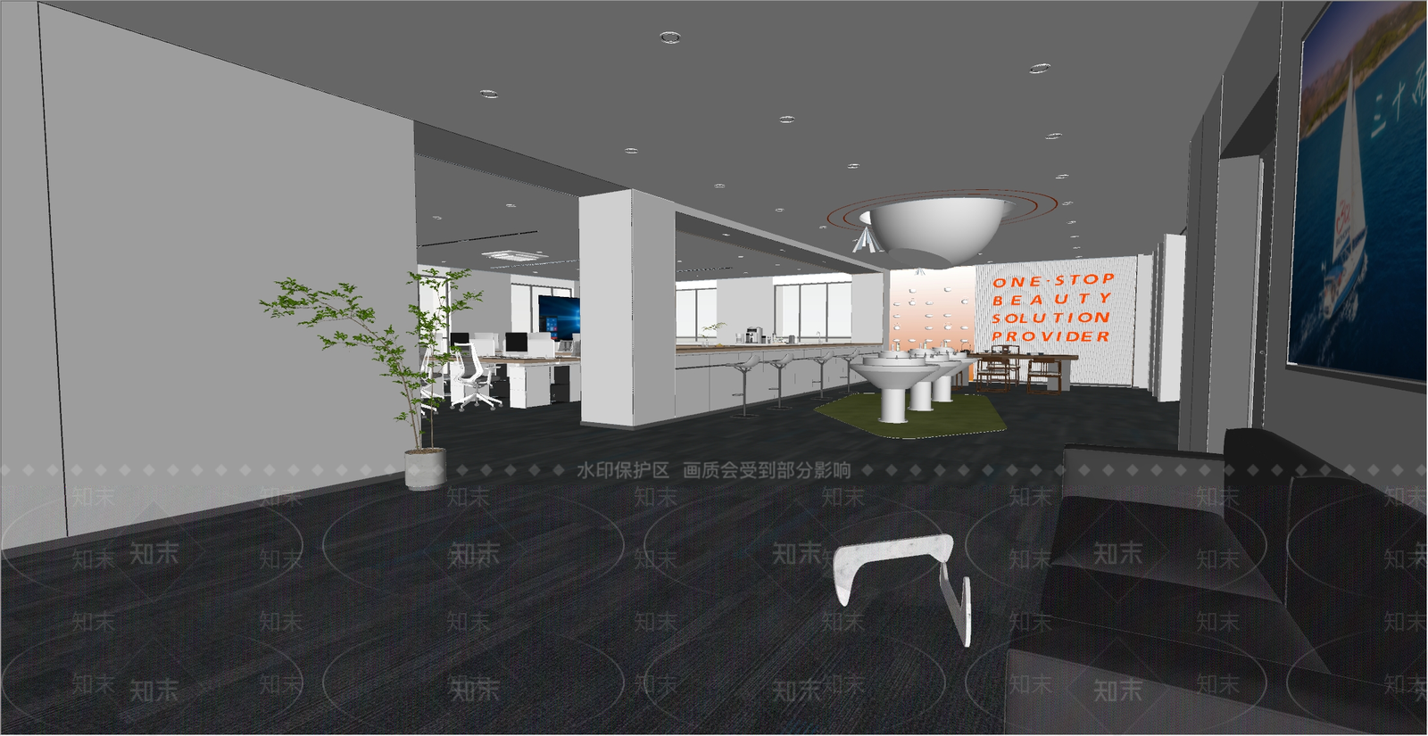现代科技金属办公空间SU模型下载【ID:1159131654】
