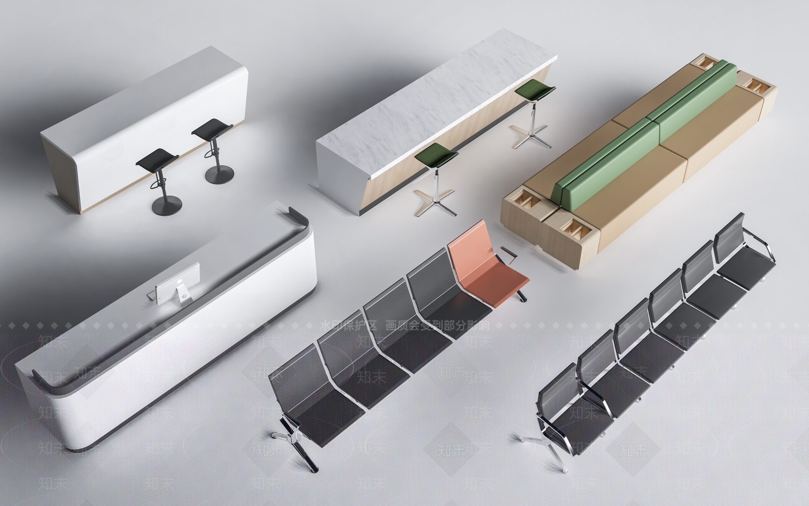 现代服务大厅卡座SU模型下载【ID:1159081561】