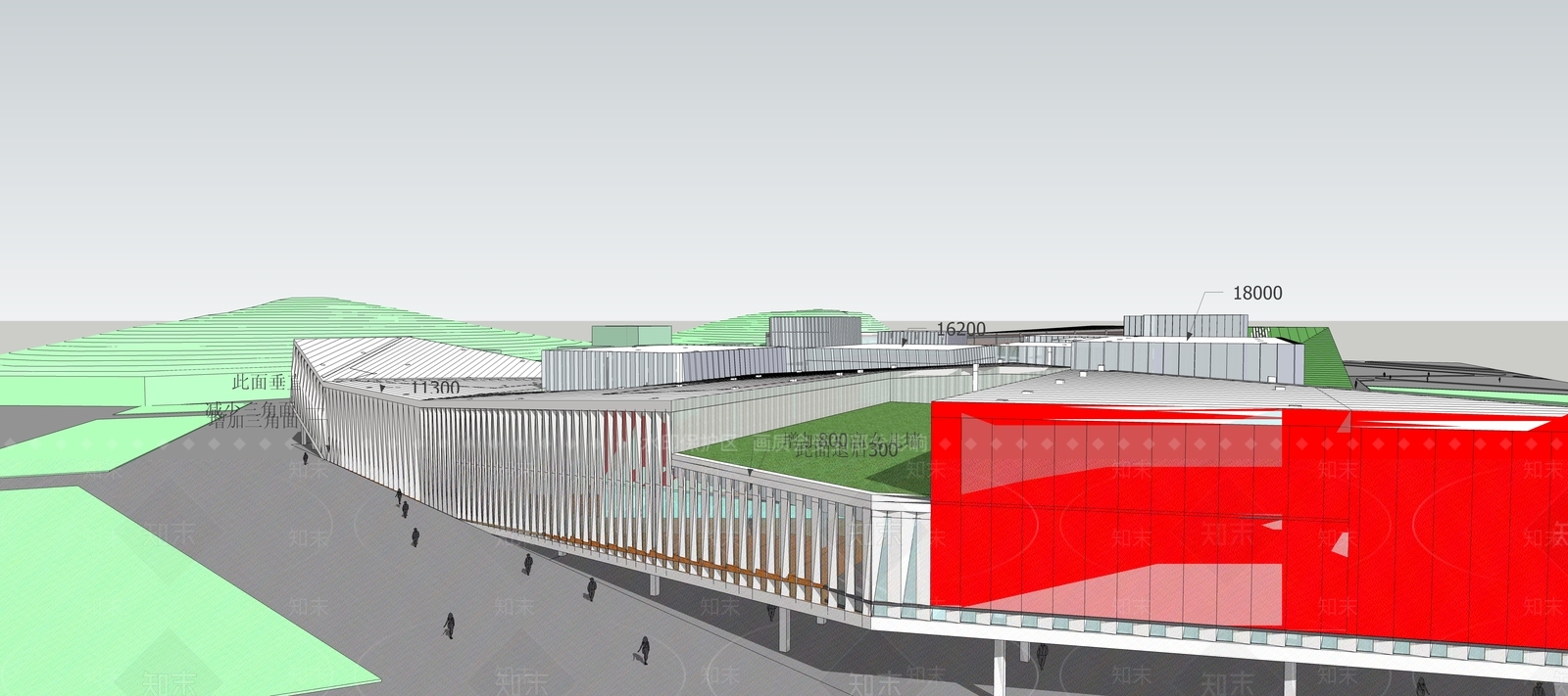 现代展览馆建筑SU模型下载【ID:1159086326】