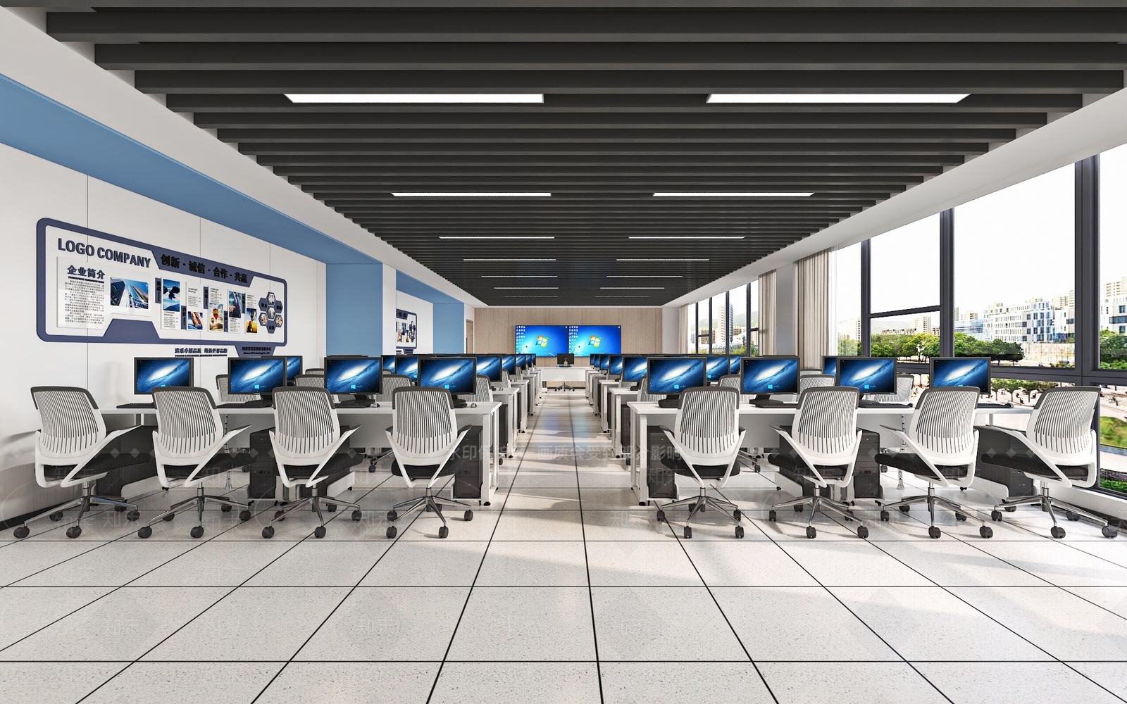 现代计算机教室3D模型下载【ID:1159087202】