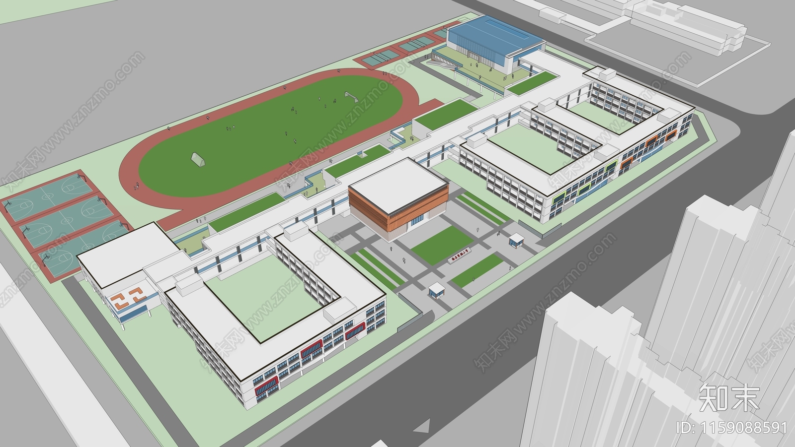 现代中小学SU模型下载【ID:1159088591】