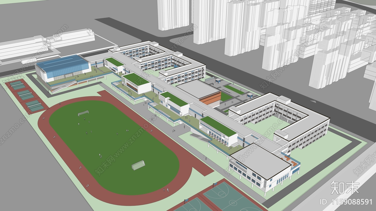 现代中小学SU模型下载【ID:1159088591】