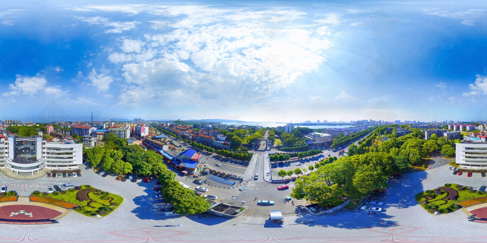 HDR城市小区社区广场全景贴图下载【ID:1159091620】