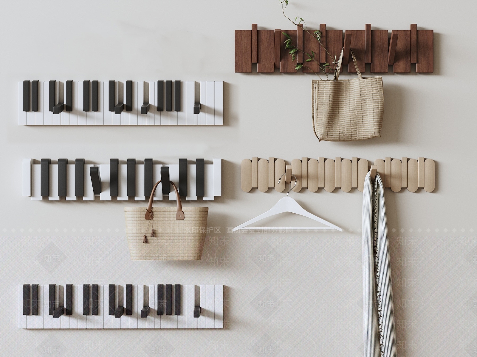 现代钢琴键挂钩SU模型下载【ID:1159092480】