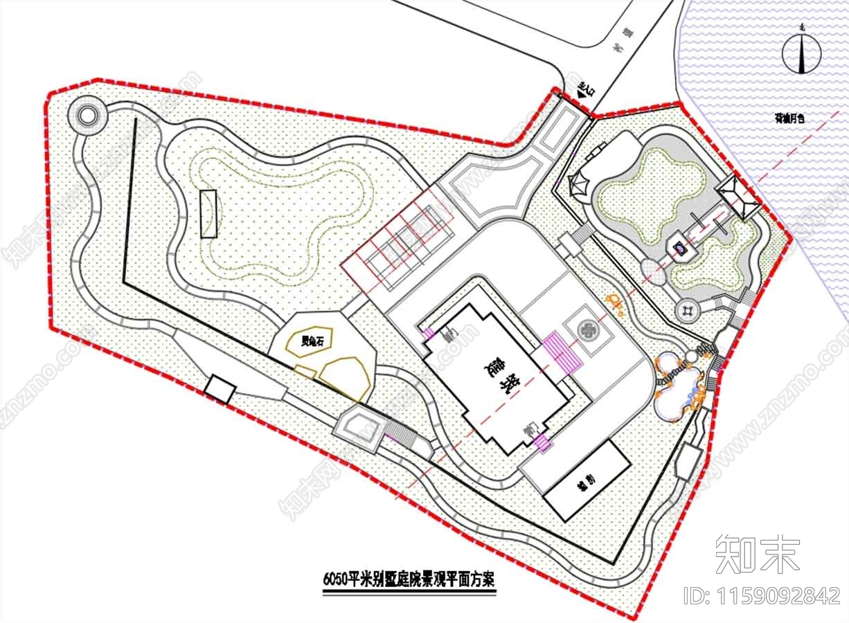 6050平米别墅庭院景观平面方案cad施工图下载【ID:1159092842】